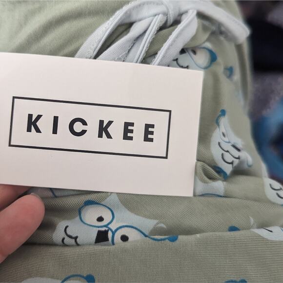 NEW Kickee Womens Maternity Nursing Robe Medium Wrap Soft Green Owl - Picture 6 of 8